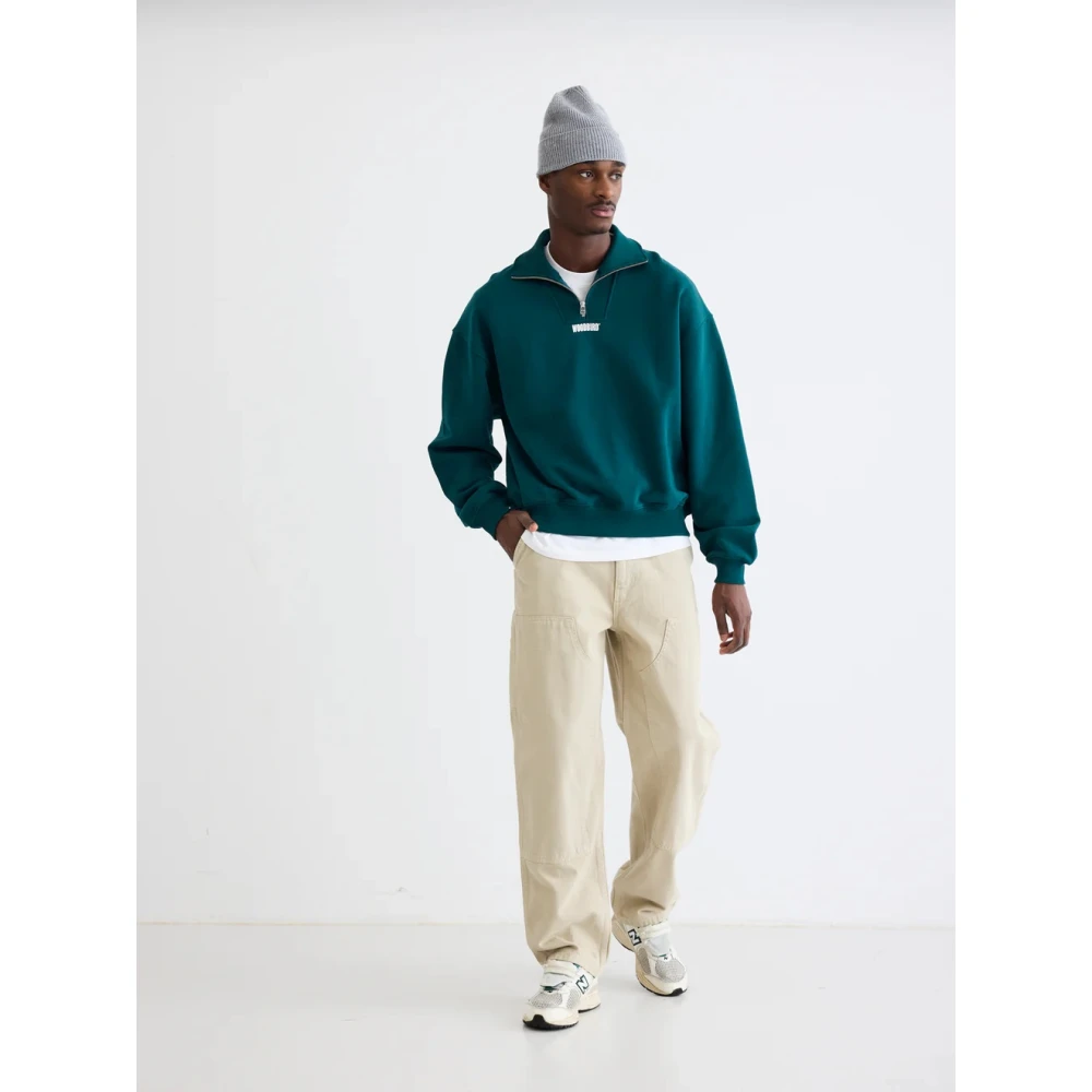 Woodbird Stijlvolle Half Zip Sweatshirt Green Heren
