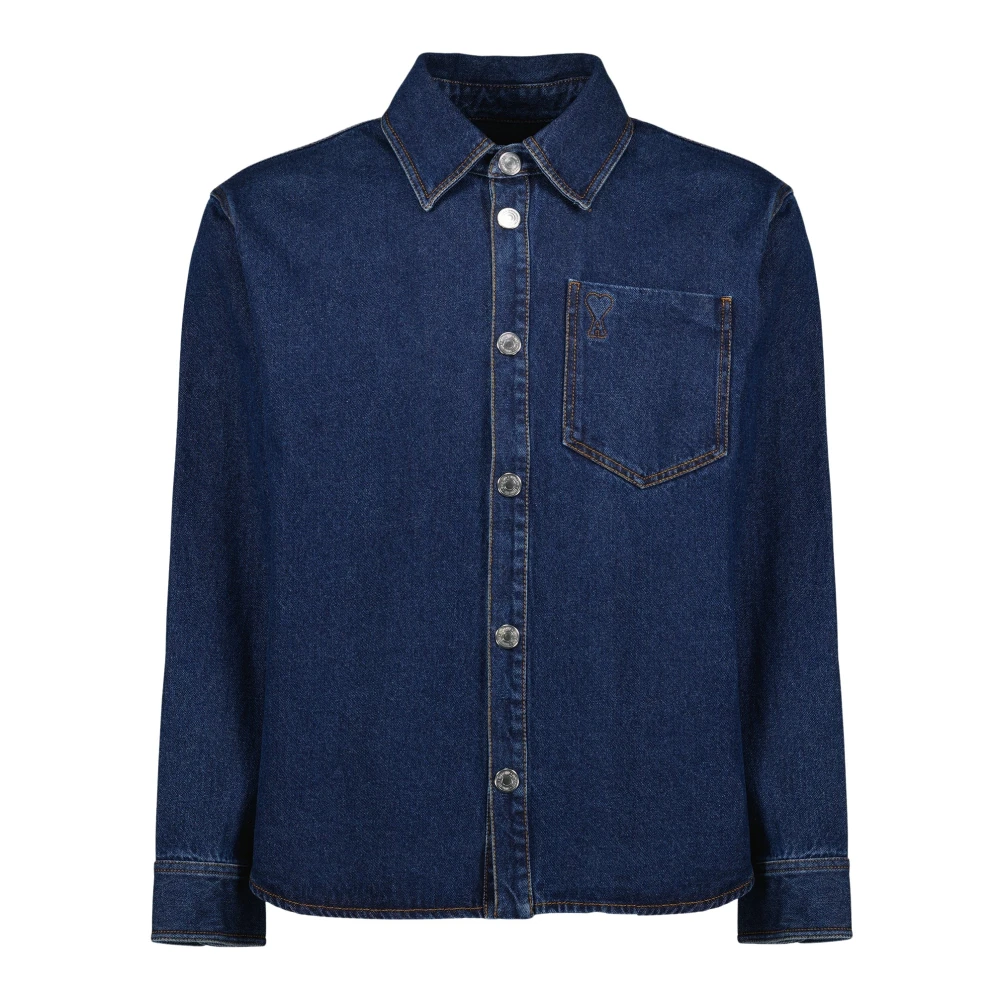 Ami Paris Women's Blue Ami De Coeur Denim Overshirt