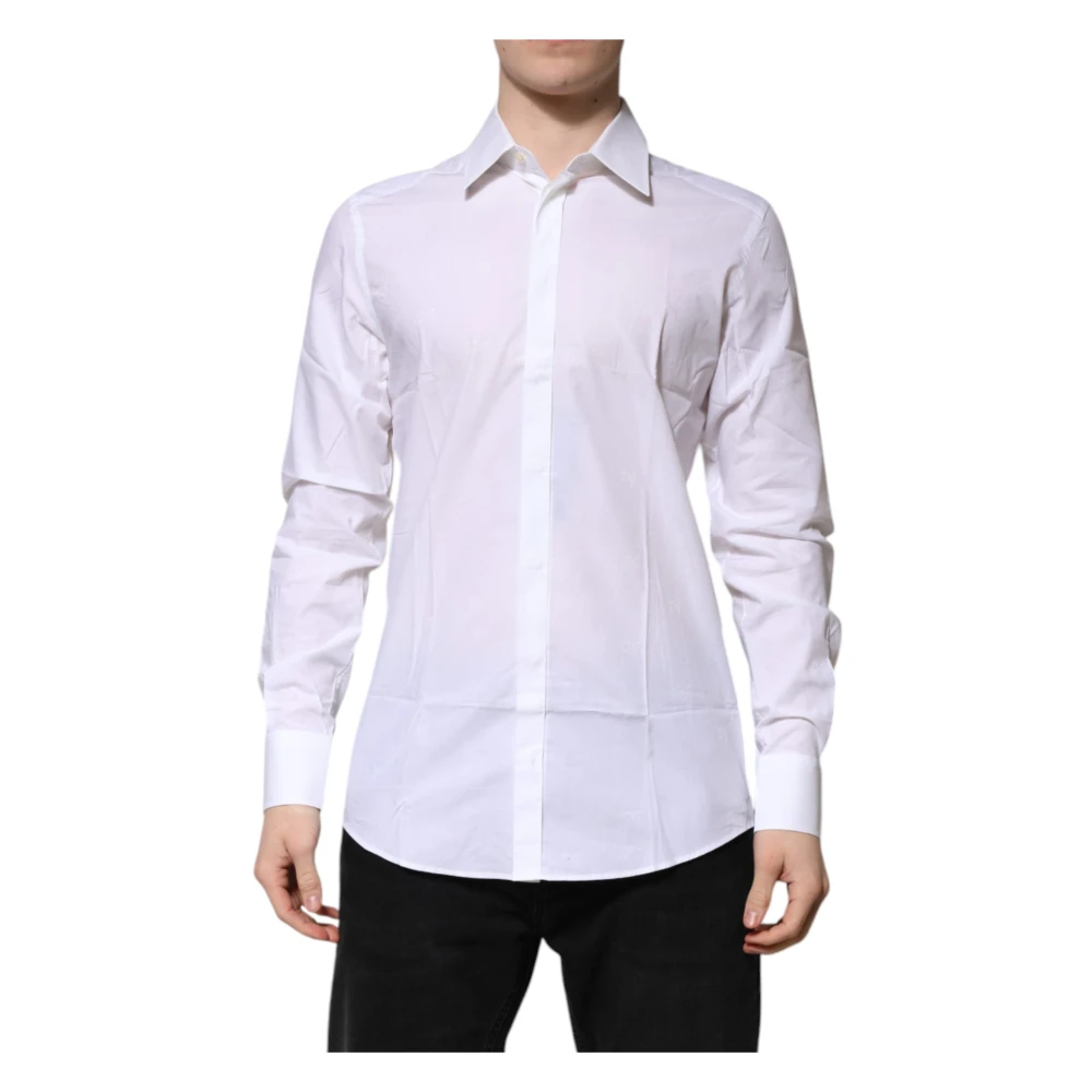 Dolce & Gabbana Men's White Formal Shirts, Xl, Cotton Gold Long Sleeves Shirt