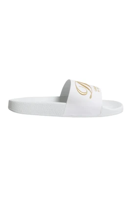 Vita Läder Slides Strand Sandaler