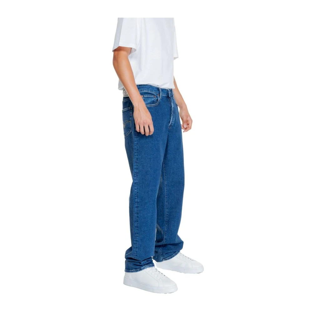 Replay Blauwe Straight Jeans van Katoenmix Blue Heren