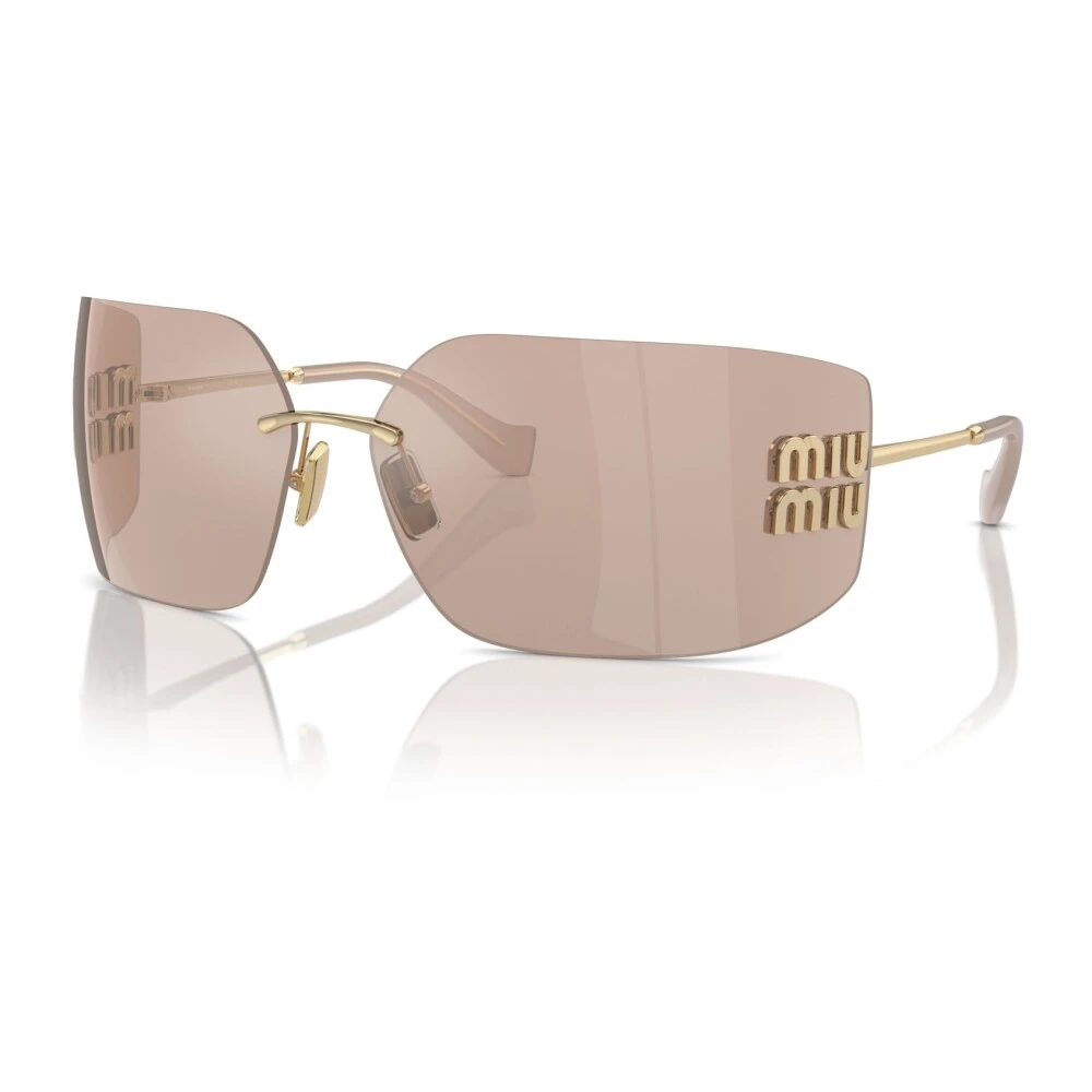Miu Miu Women's Rimless Pale Gold Pink Mirror MU54YS Sunglasses - Image 5