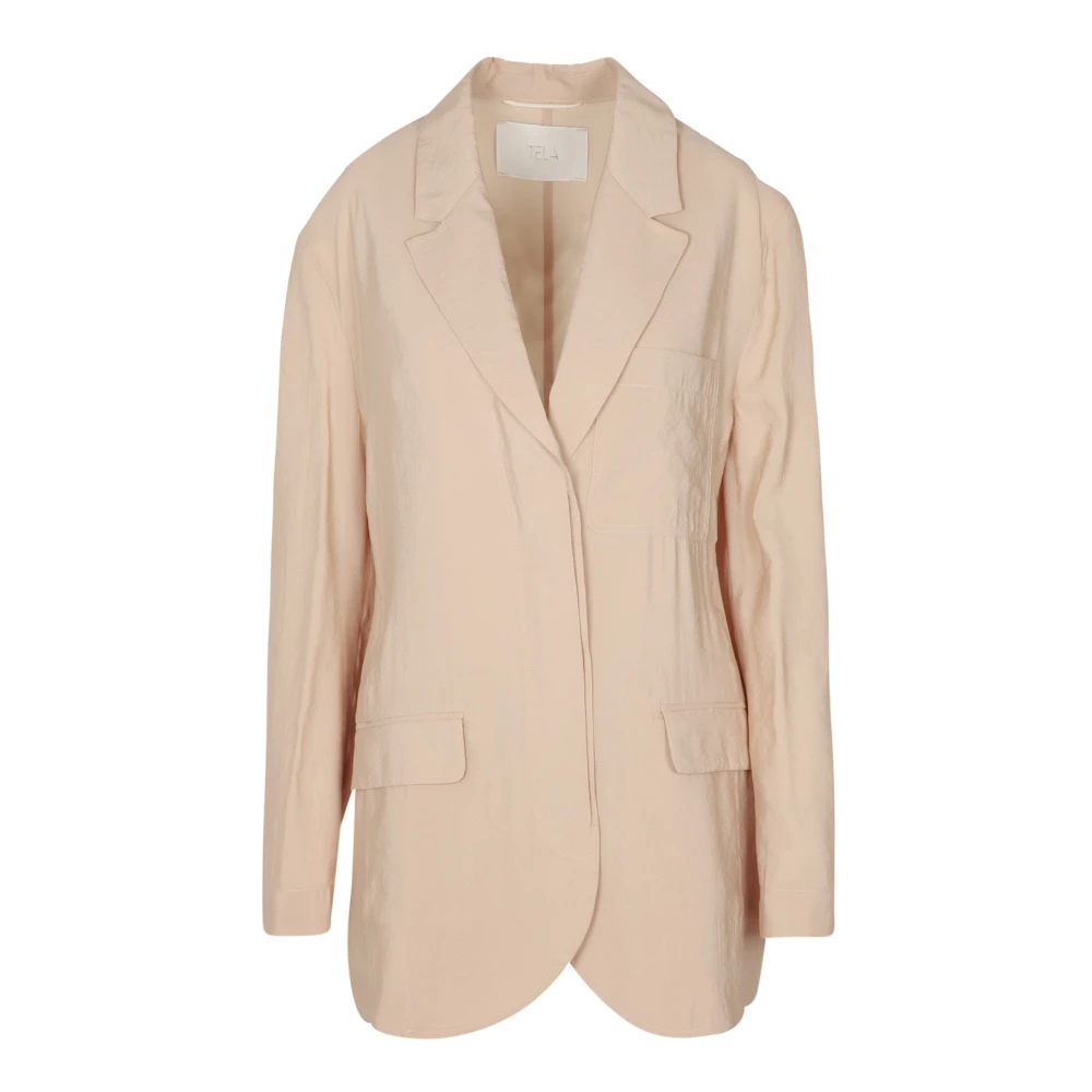 Tela Taffeta Blazer met Revers Kraag Beige Dames