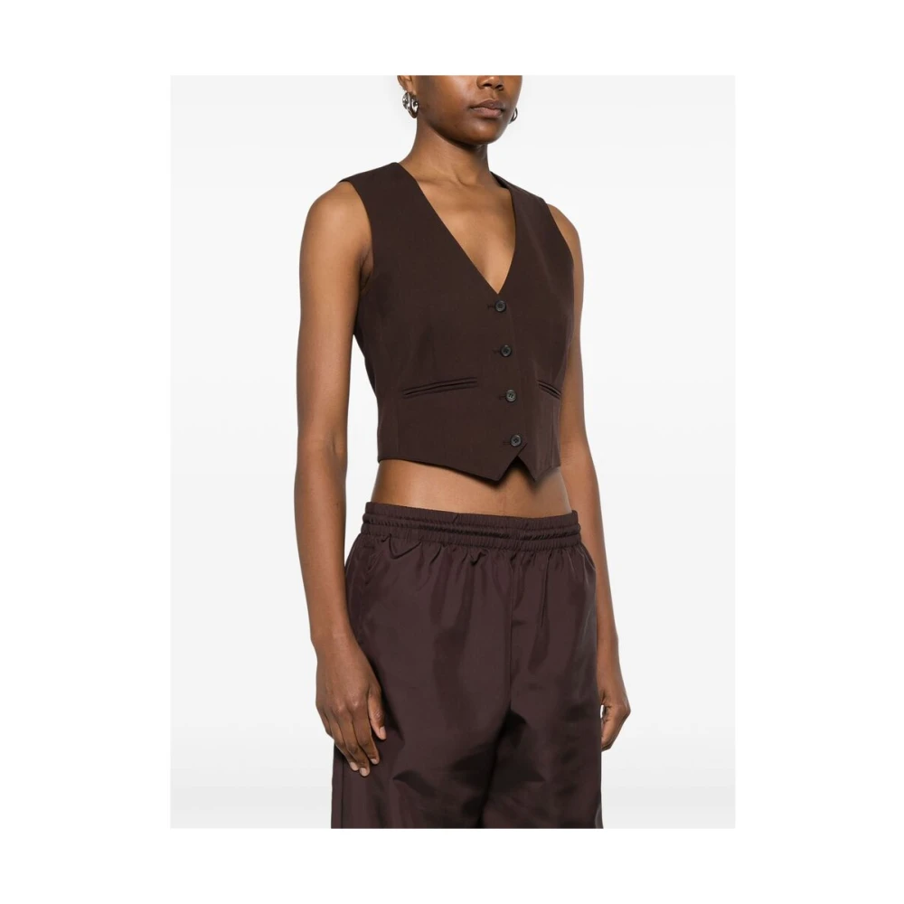 Wardrobe.nyc Bruine Wol V-Hals Mouwloze Jas Brown Dames