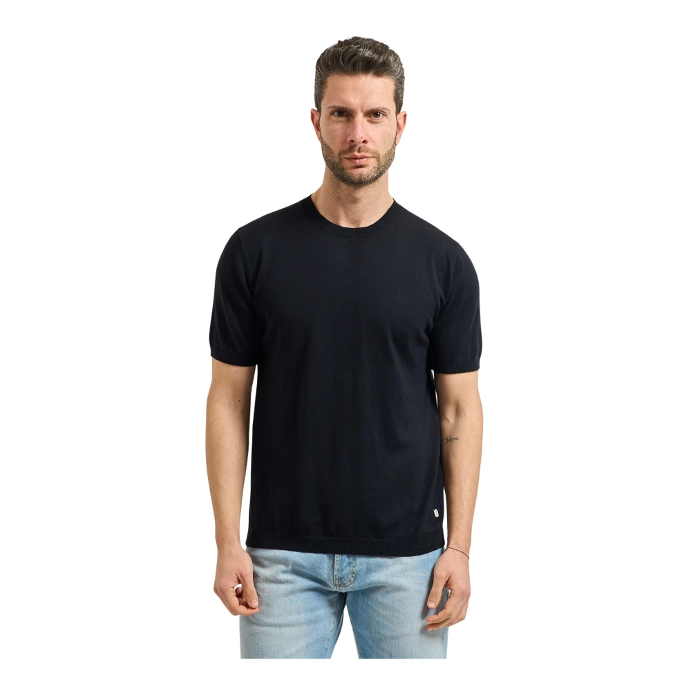 Liu Jo Mannelijk Blauw Truien & Vesten Heren, L, Katoen, T-Shirt Van Zijde- En Katoenmix