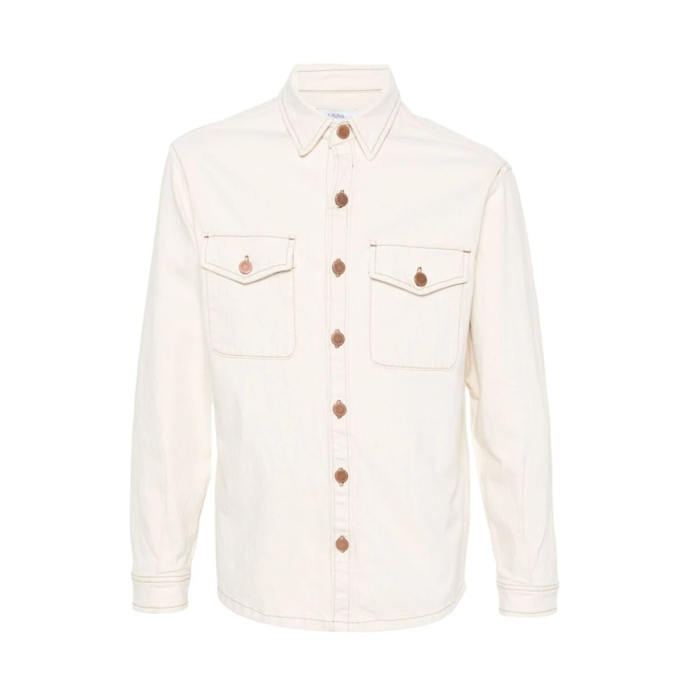 Cruna Denim Button-Up Shirt Beige Heren
