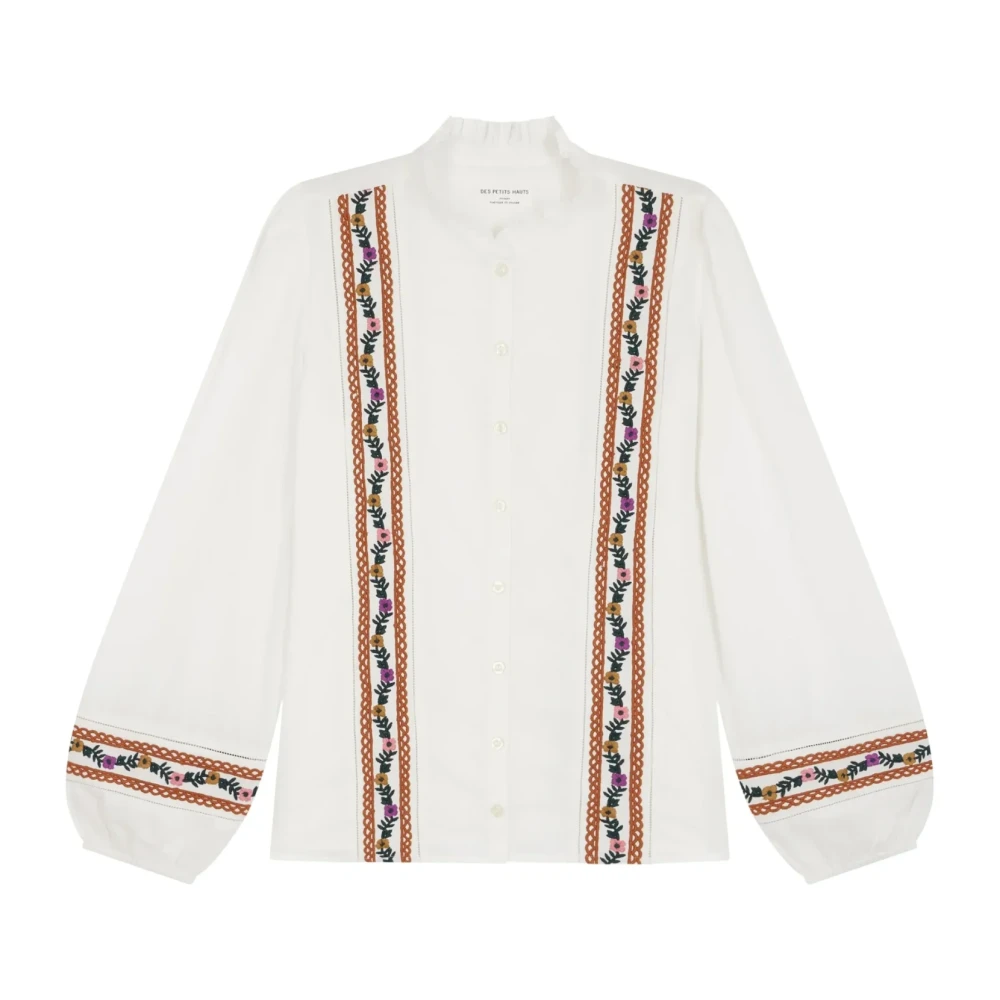 Des Petits Hauts Boho Folk Geborduurde Katoenen Blouse White Dames