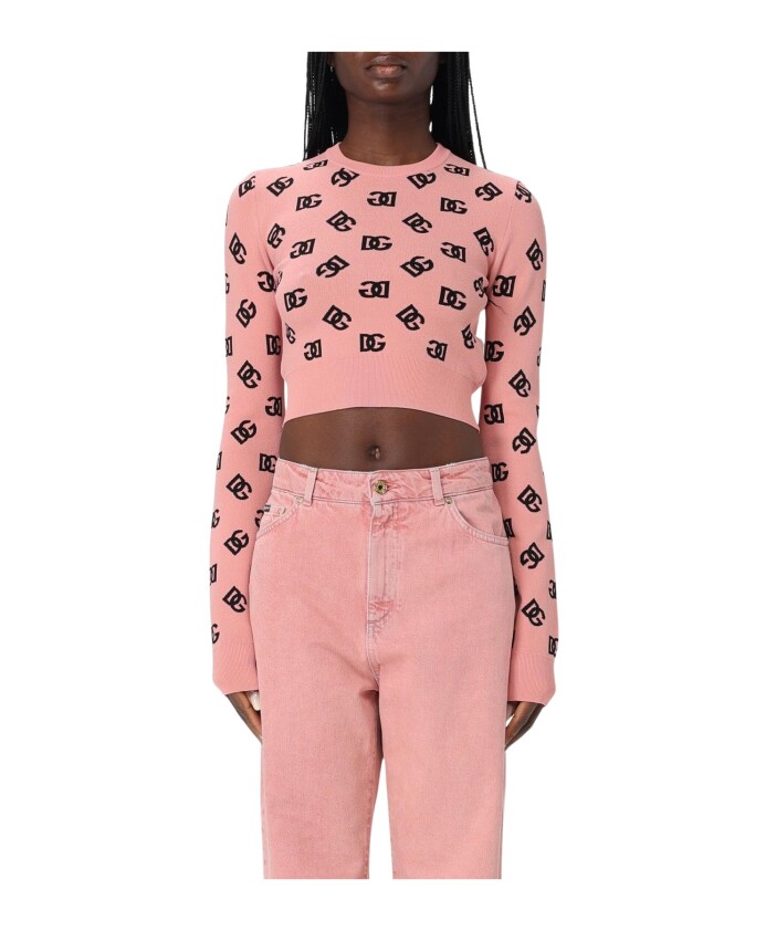 pull-en-maille-rose-a-motif-logo