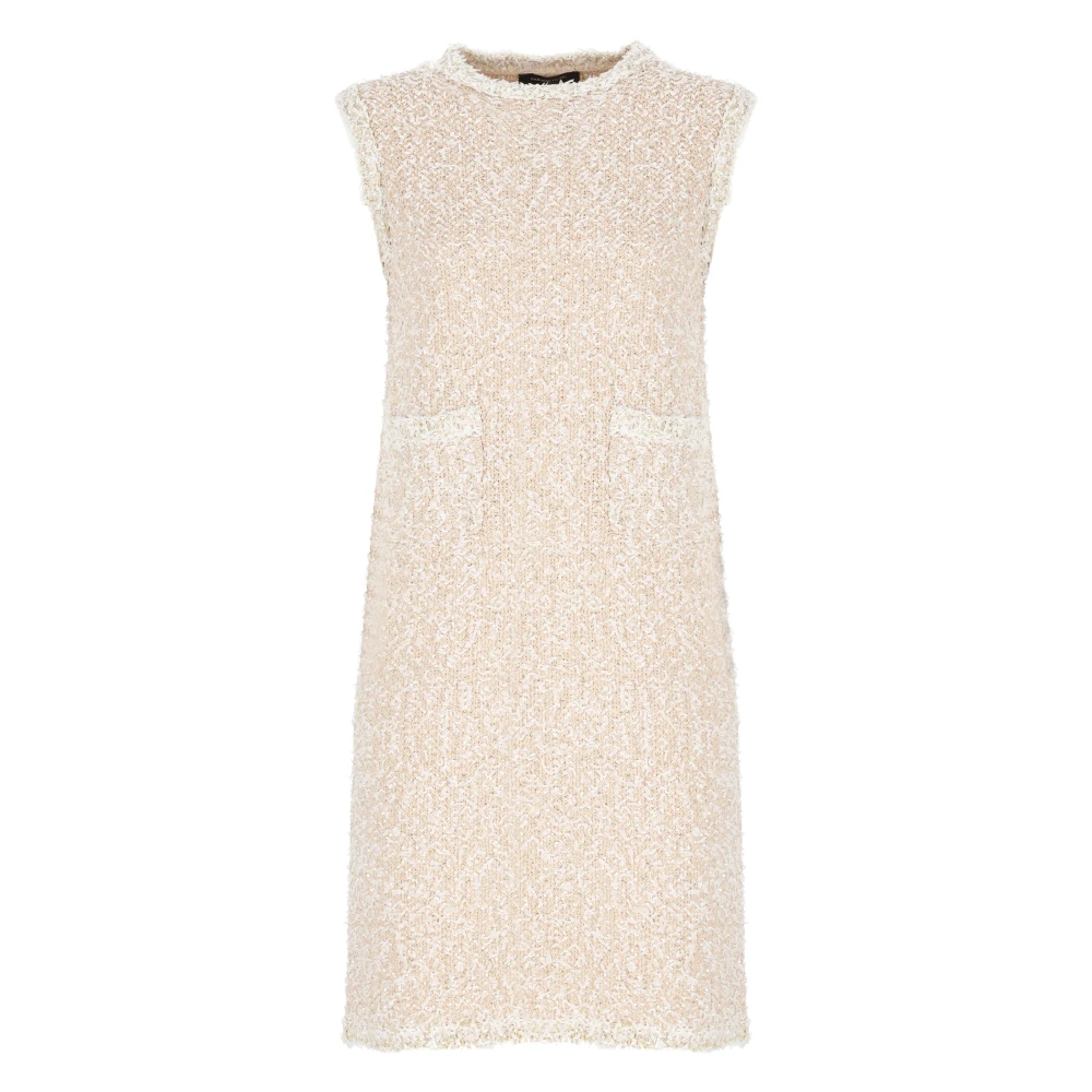 Fabiana Filippi Roze Paillet Katoenen Jurk Mouwloos Ronde Hals Pink Dames