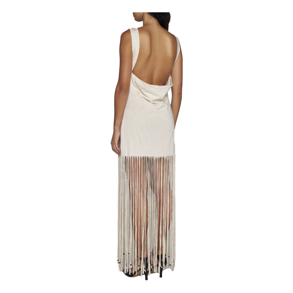 Alanui Fringe Canvas Jurk Beige Dames