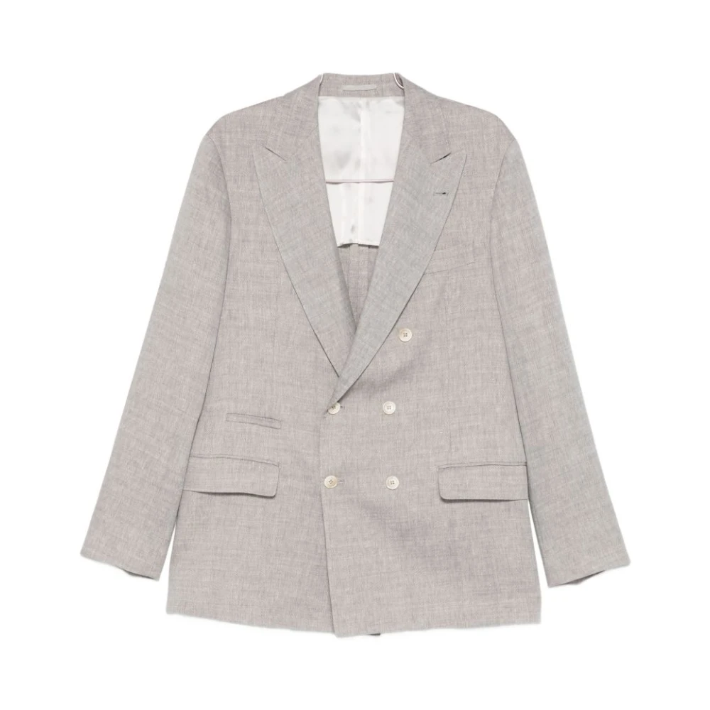 Brunello Cucinelli Men's Brown Blazers, Xl, Giacca In Maglia Doppiopetto