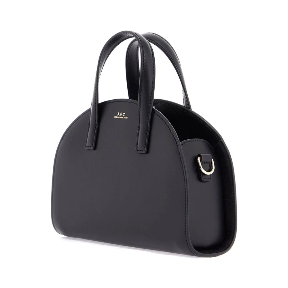 A.p.c. Leren halvemaan tote tas Black Dames
