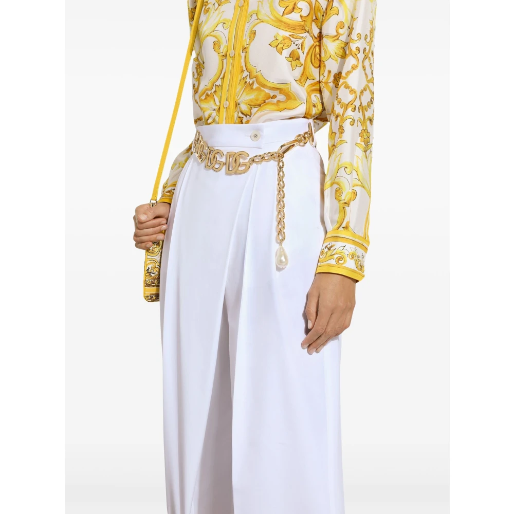 Dolce & Gabbana Hoge Taille Flared Broek in Optisch Wit White Dames