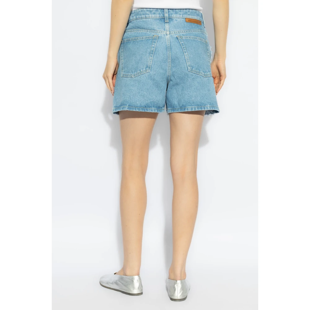 Stella Mccartney Hoge taille denim shorts Blue Dames