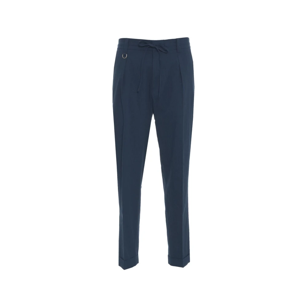 Paolo Pecora Blauwe Chino's Elastische Taille Omgeslagen Manchetten Blue Heren