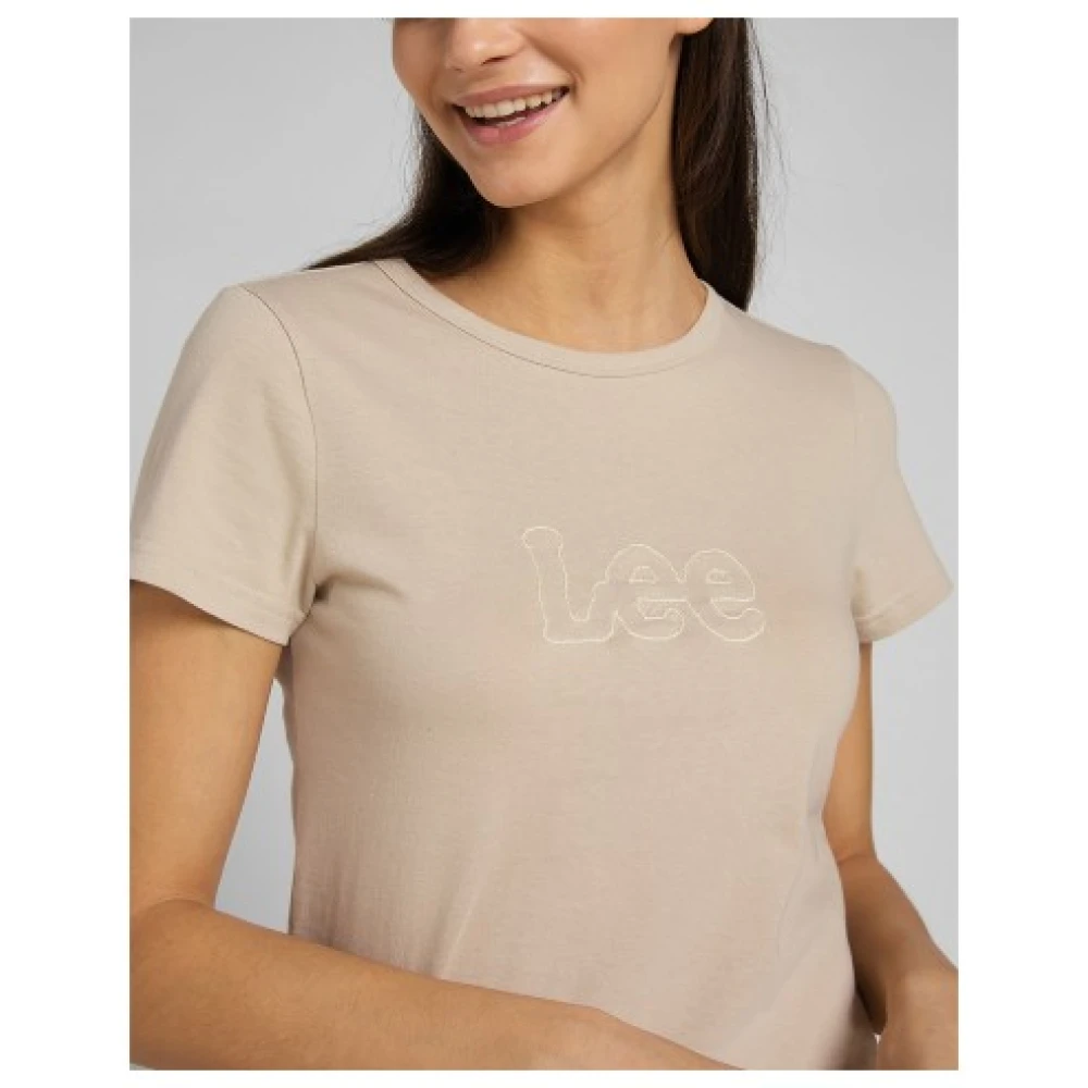 Lee Dames Katoenen T-Shirt Beige Dames