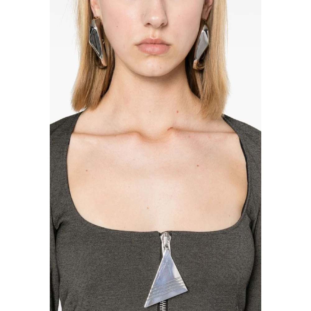 The Attico Zwarte Mini Jurk Gray Dames