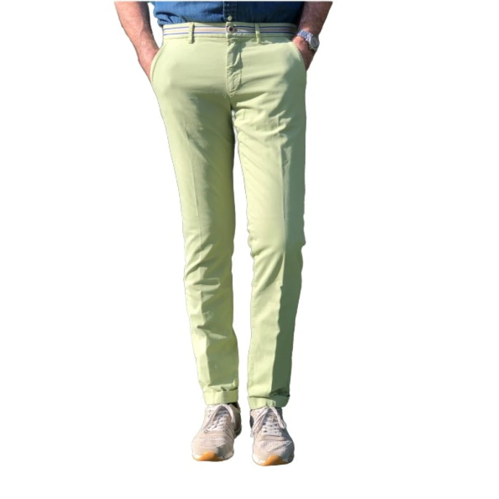 Mason's Slim Bomulls Chino med Satin Midjeband Green, Herr