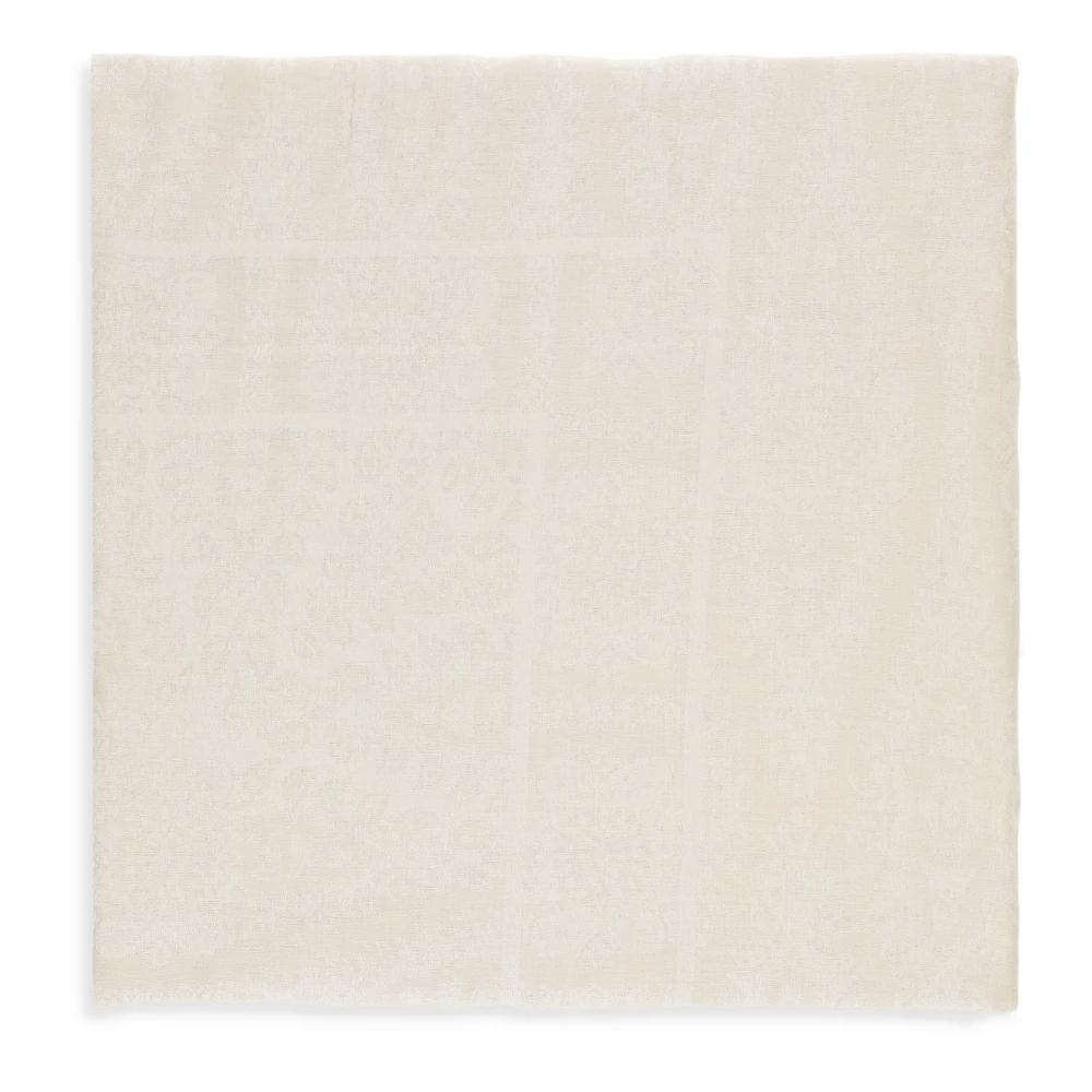 ETRO Katoenen sjaal met bloemenpatroon en franjes Beige Dames