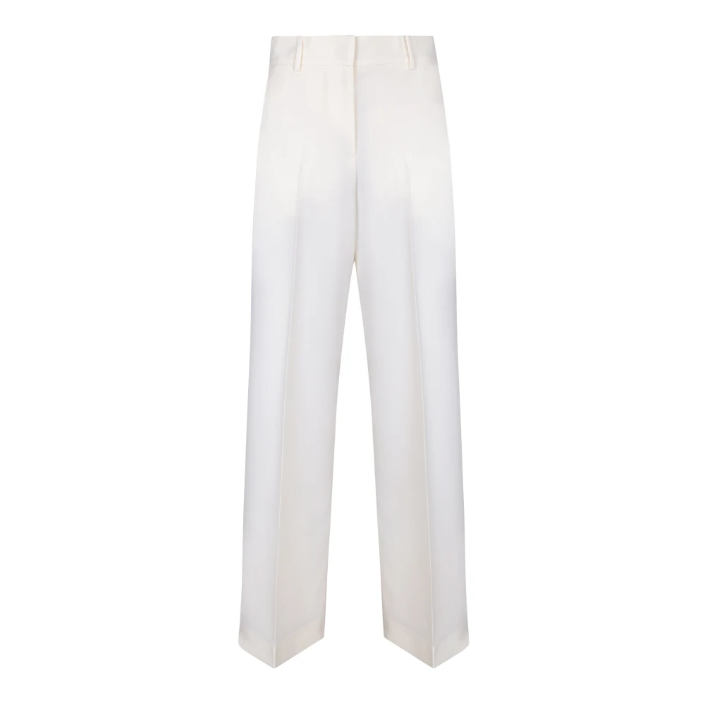 Msgm Women's White Wide Trousers, S, Chic Trousers