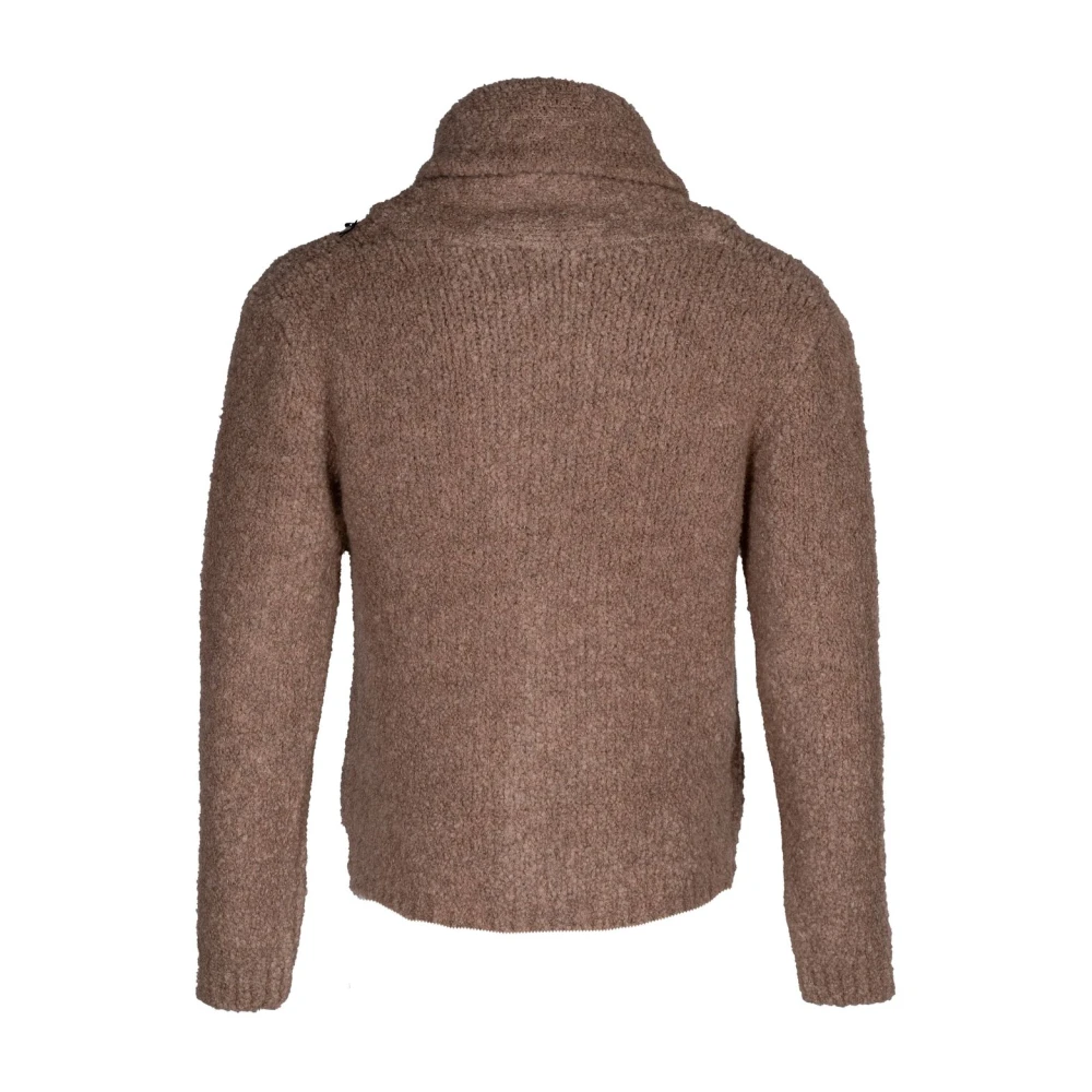 Gabriele Pasini Italiaanse wollen bouclè cardigan met sjaalkraag Brown Heren