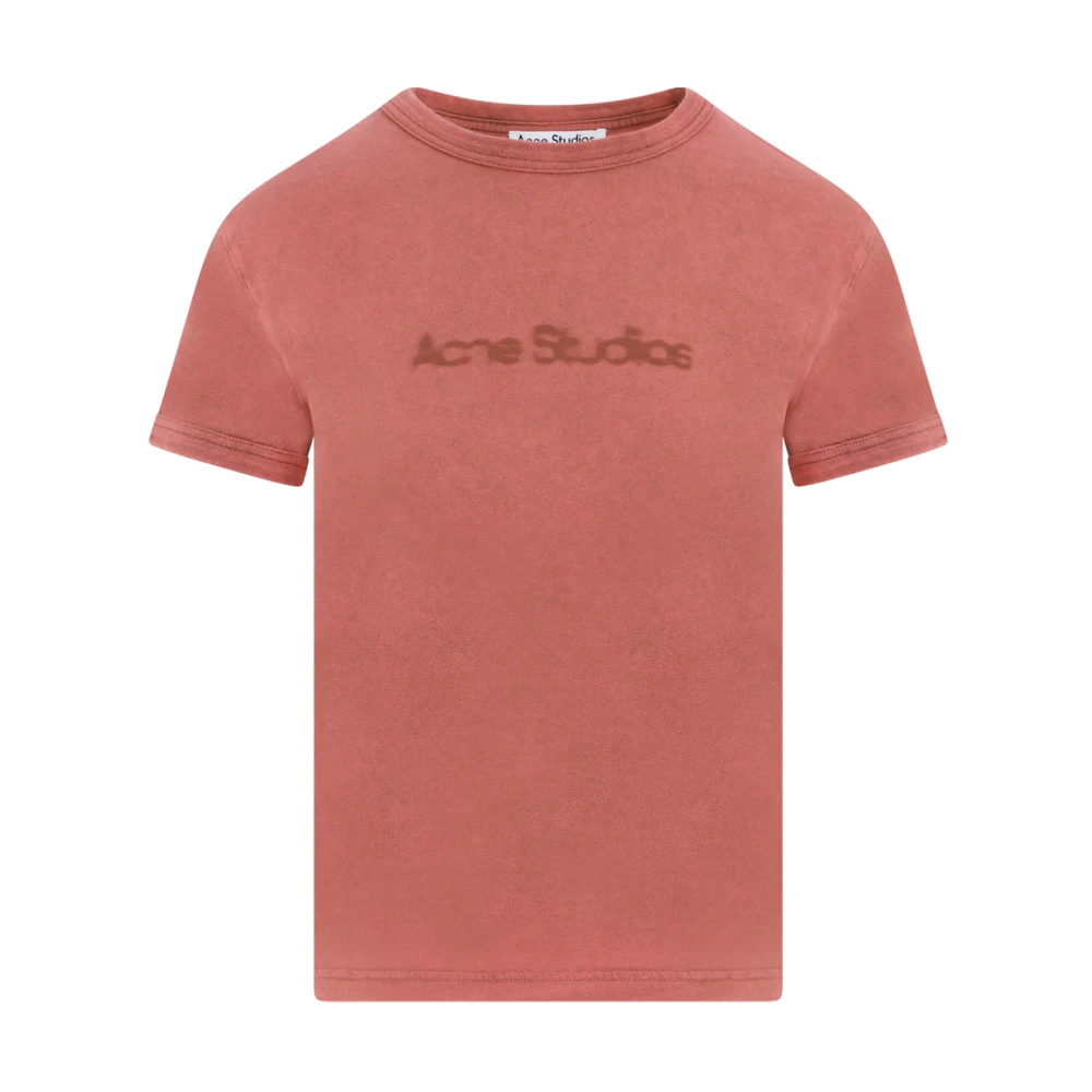 Acne Studios Rood Logo Katoenen T-Shirt Red Dames