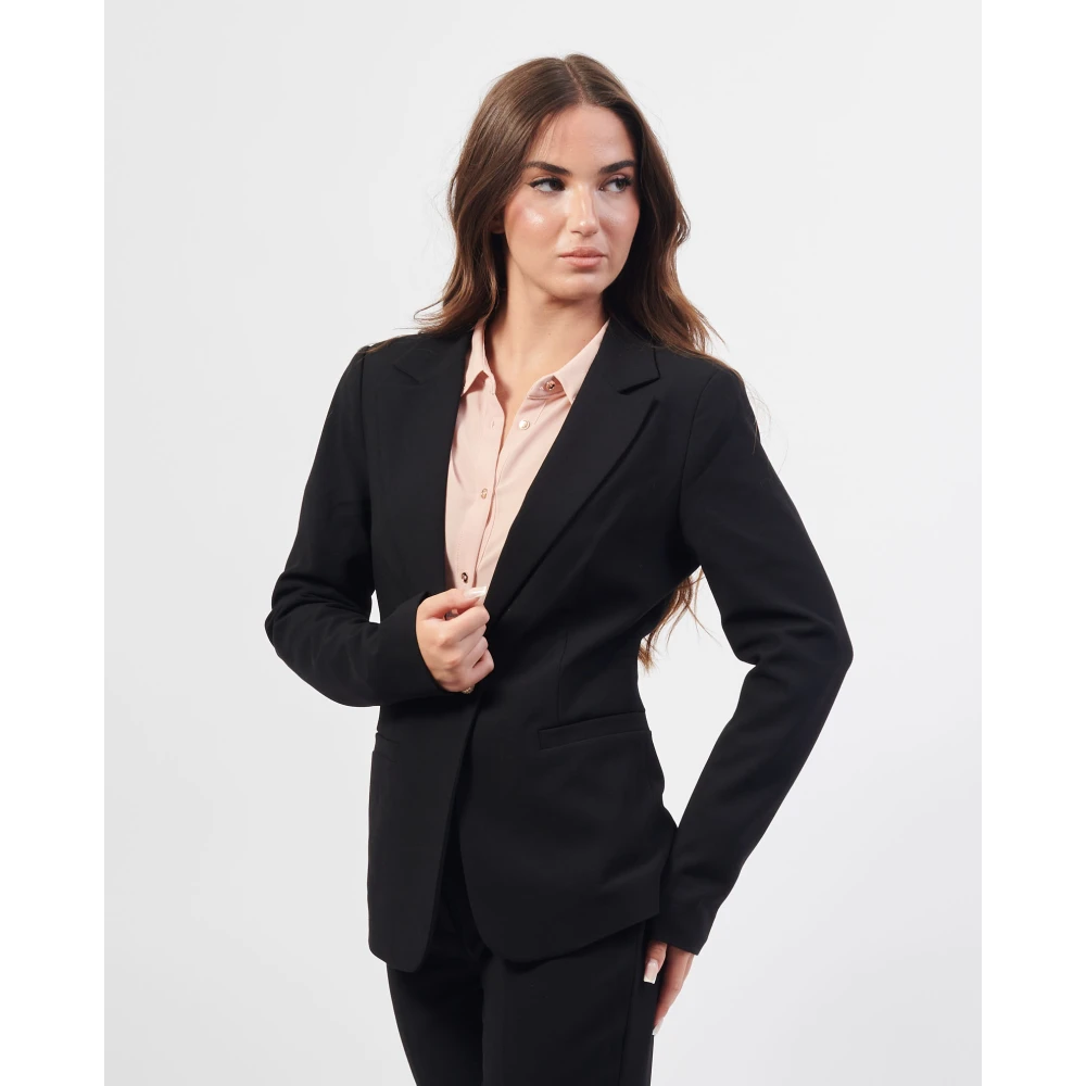 YES ZEE Zwarte enkelborst viscose jas Black Dames