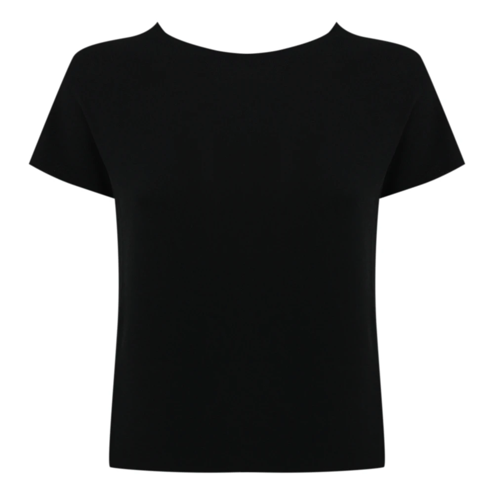 Liviana Conti Zwarte viscose trui korte mouw Black Dames