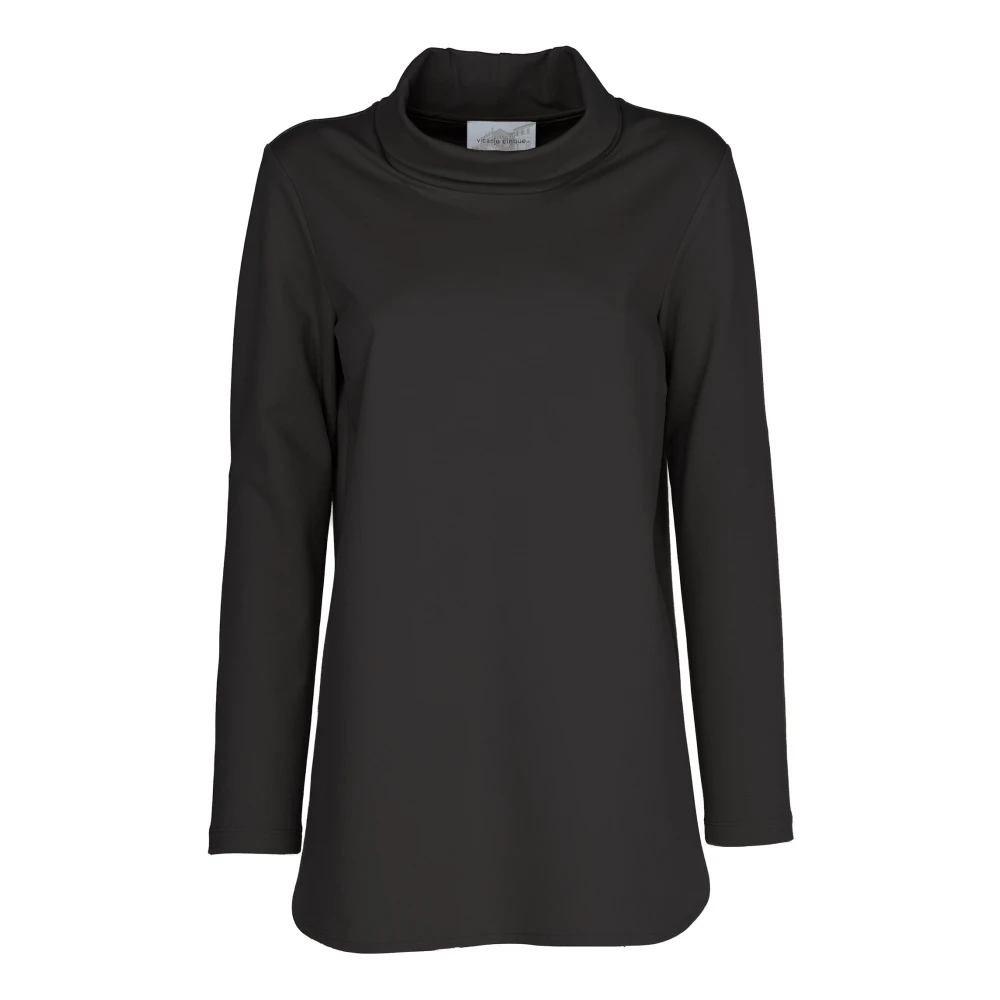 Vicario Cinque Milano Stitch T-shirt met Ring Halslijn Black Dames