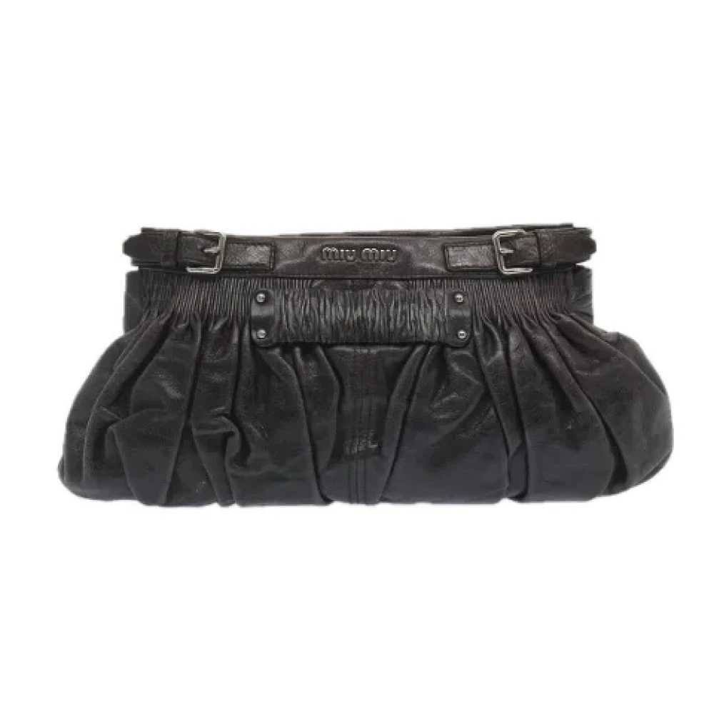 Miu Pre-owned Leather clutches Black Dames