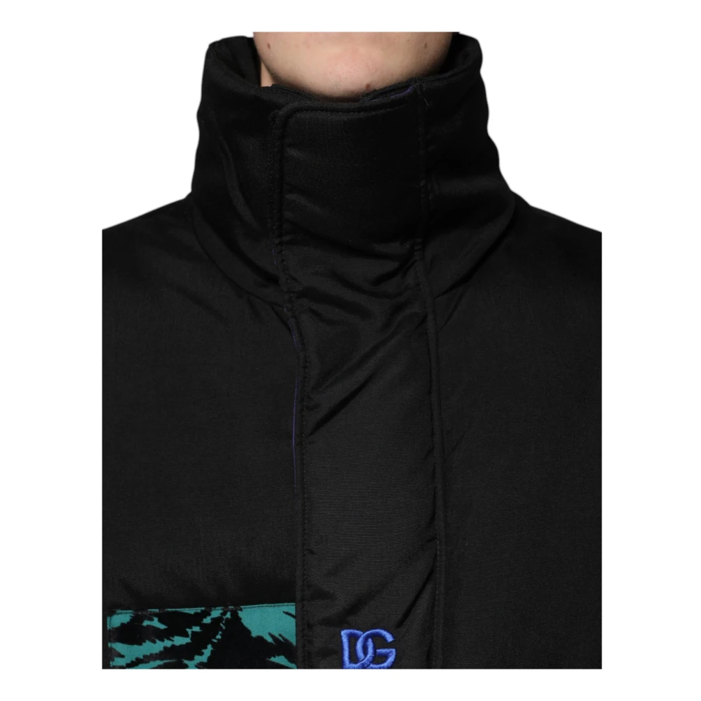 Dolce & Gabbana Zwarte Pufferjas met Logodetails Black Heren