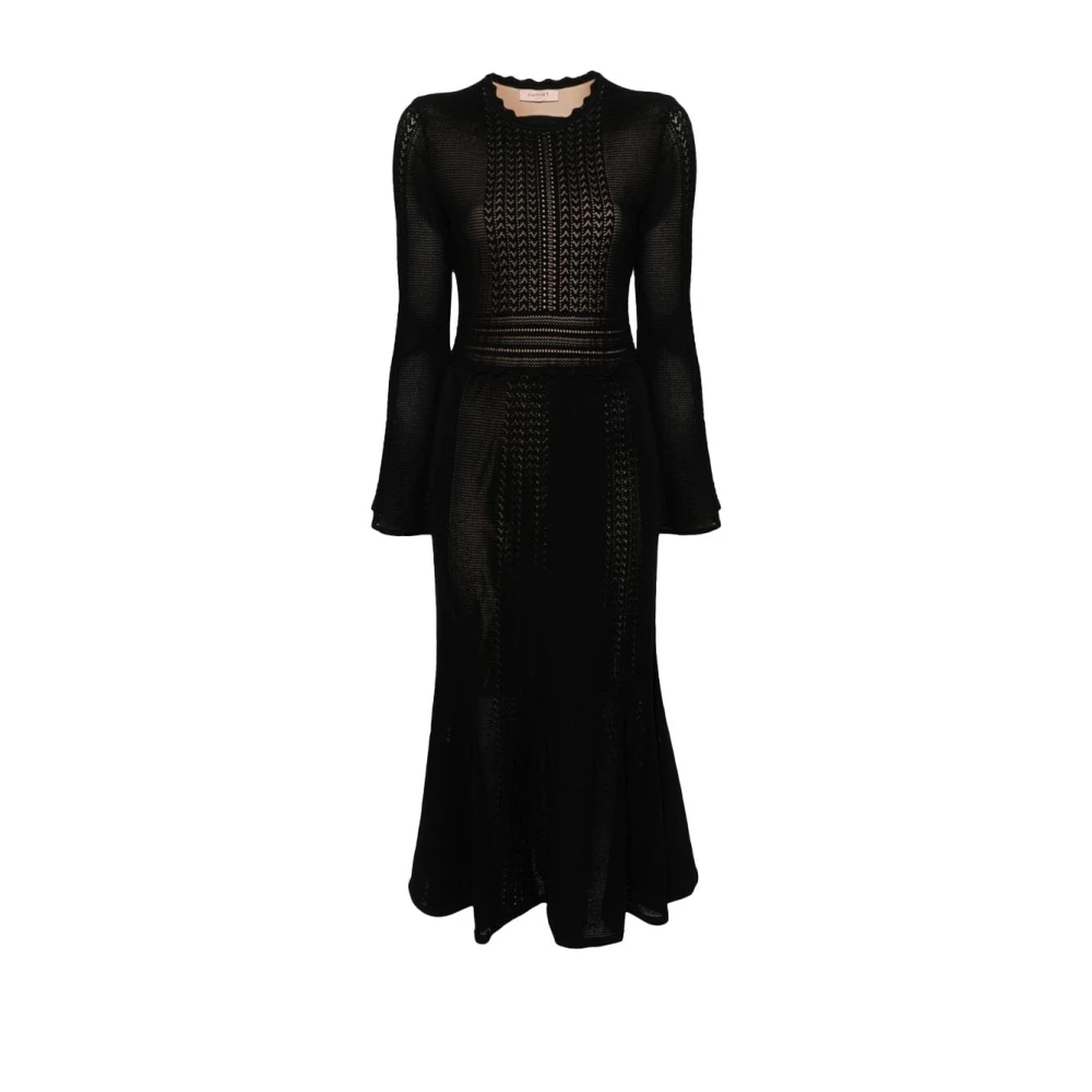Twinset Katoenen Gebreide Jurk Black Dames