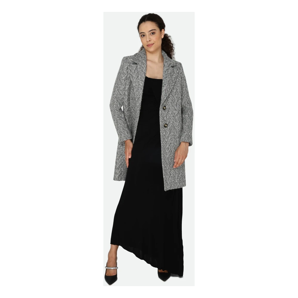 PATRIZIA PEPE Elegante Zwart en Wit Jas Gray Dames
