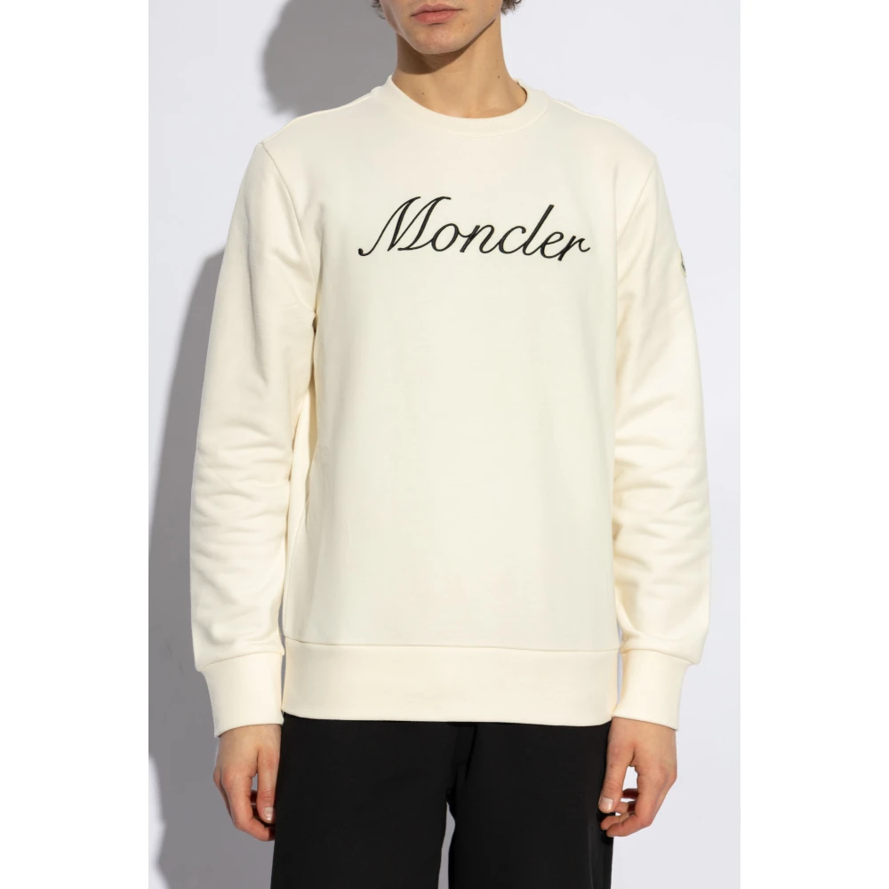Moncler Sweatshirt met logo Beige Heren