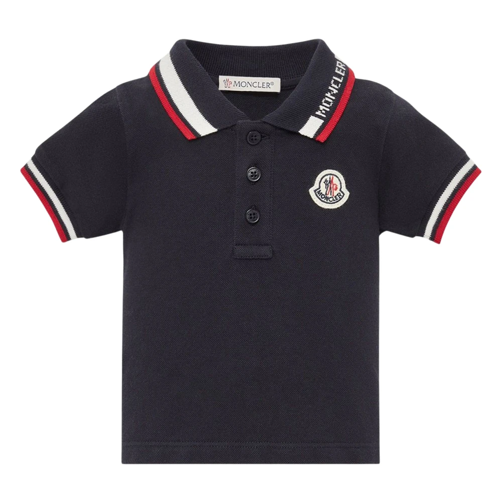 Moncler Logo Polo Shirt - Male - Kids Short Sleeve T-Shirts - Blue - 18 M - Kids