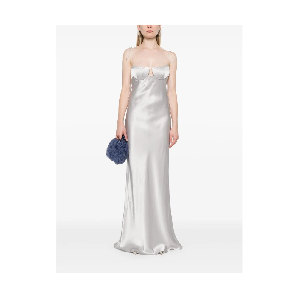 Anna October Grijze Slip Jurk met Bustier Halslijn Gray Dames