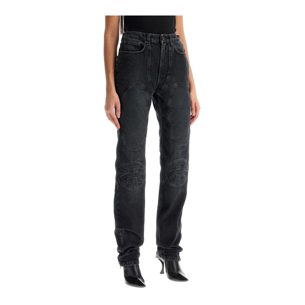 Jean Paul Gaultier Gewatteerde Inzet Veter Denim Jeans Black Dames