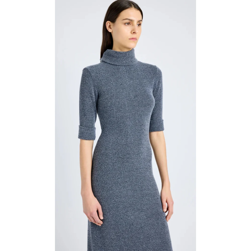 Proenza Schouler Boucle Rib Cerine Jurk met Turtleneck Gray Dames