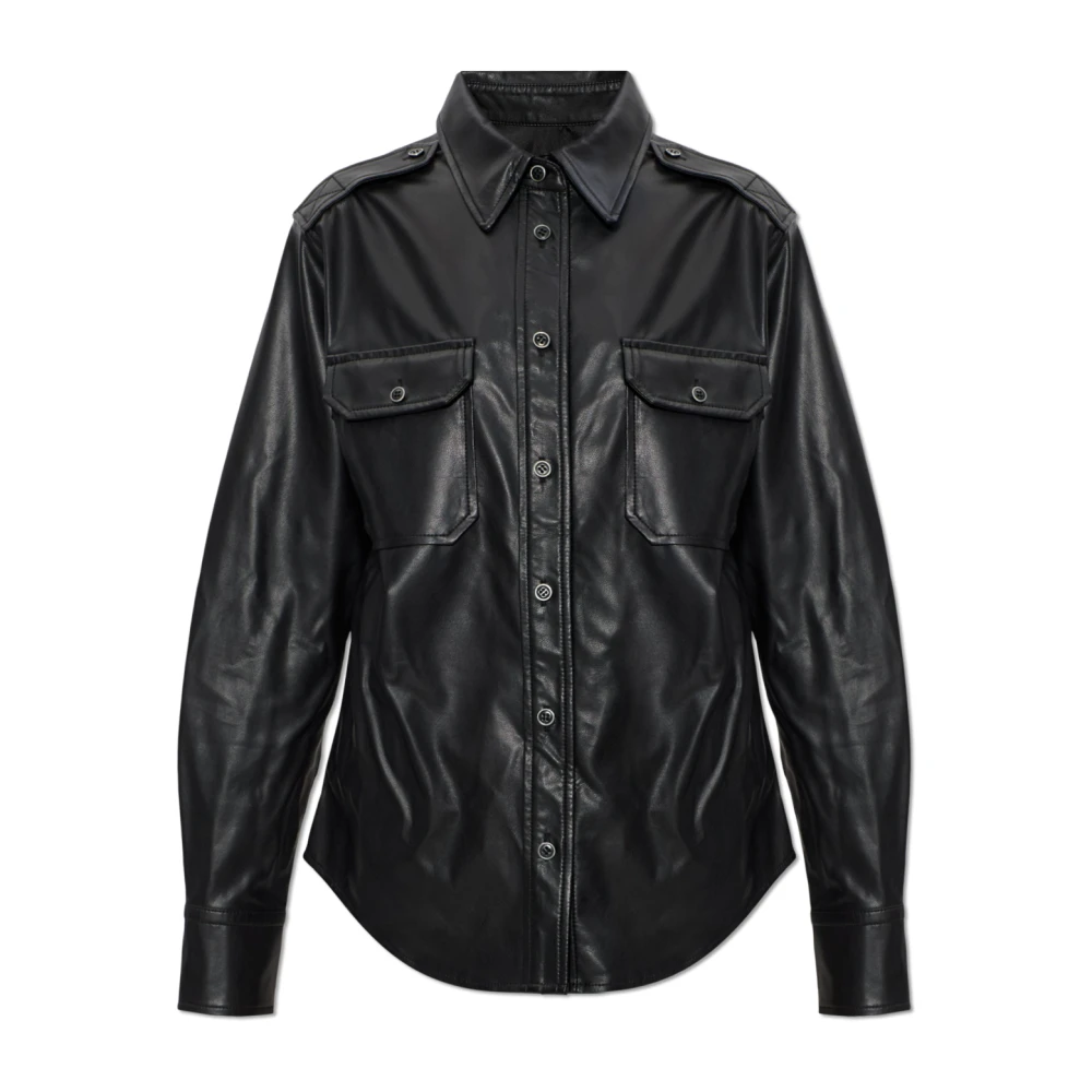 Marant Étoile Kvinno Svart Blusar & Skjortor Dam, L, Läder, Noee Shirt