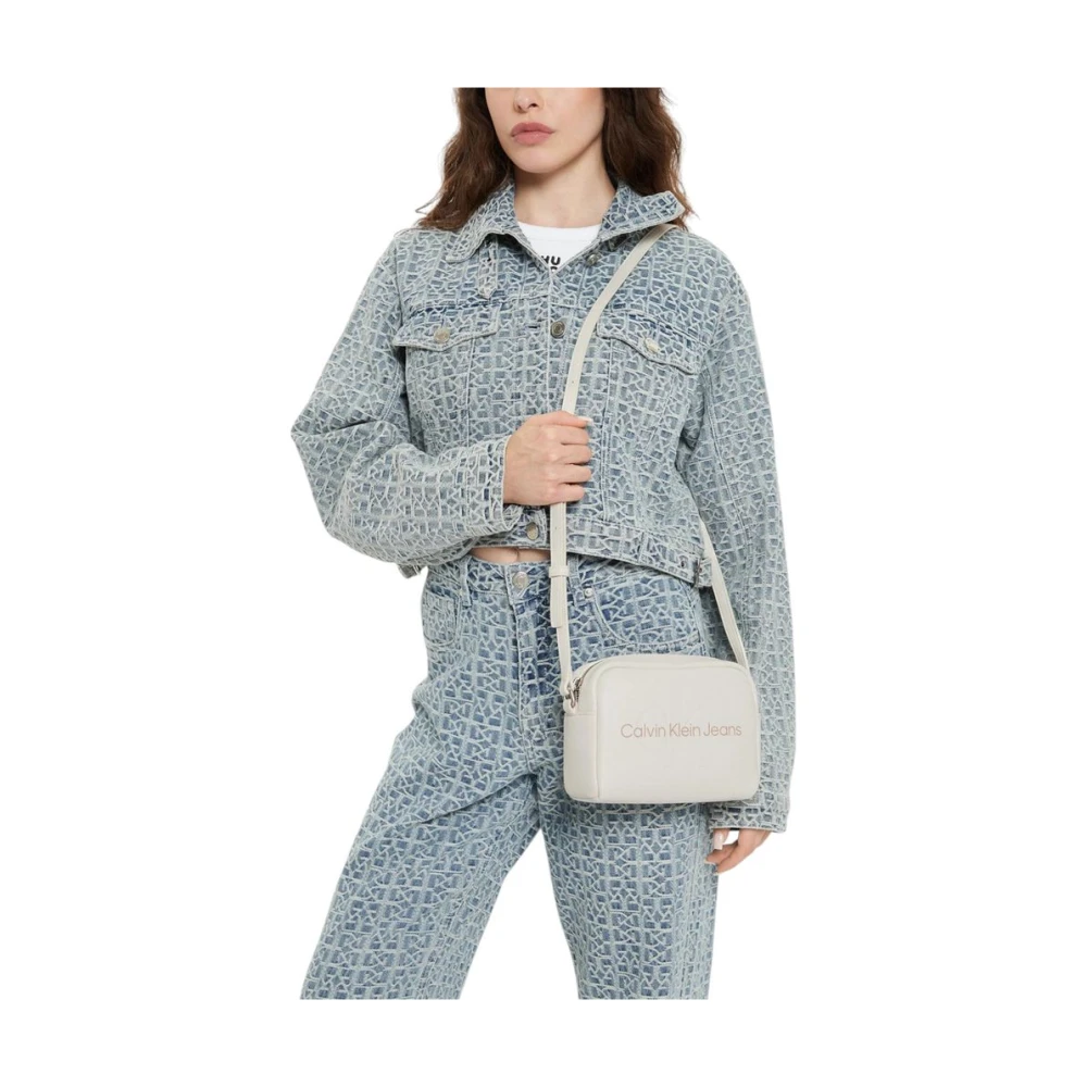 Calvin Klein Jeans Witte Polyurethaan Dames Handtas Lente Zomer Collectie White Dames