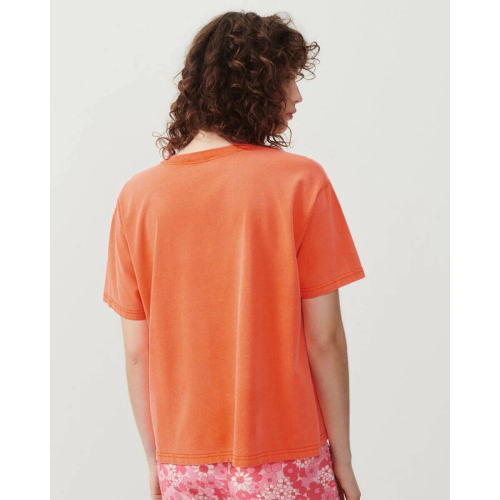 American vintage Klassiek Ronde Hals T-shirt Orange Dames