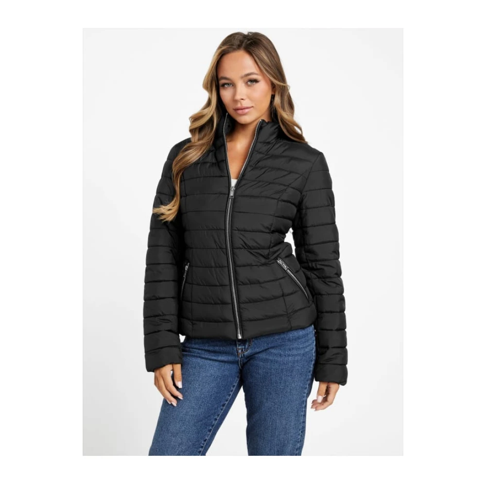 Guess Zwarte gewatteerde jas met rits Black Dames