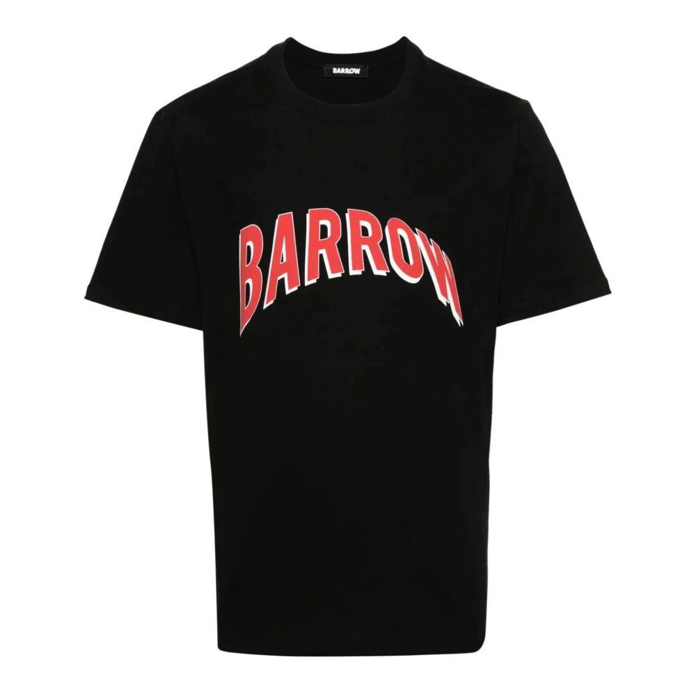Barrow Zwarte katoenen T-shirt met logo print Black Heren