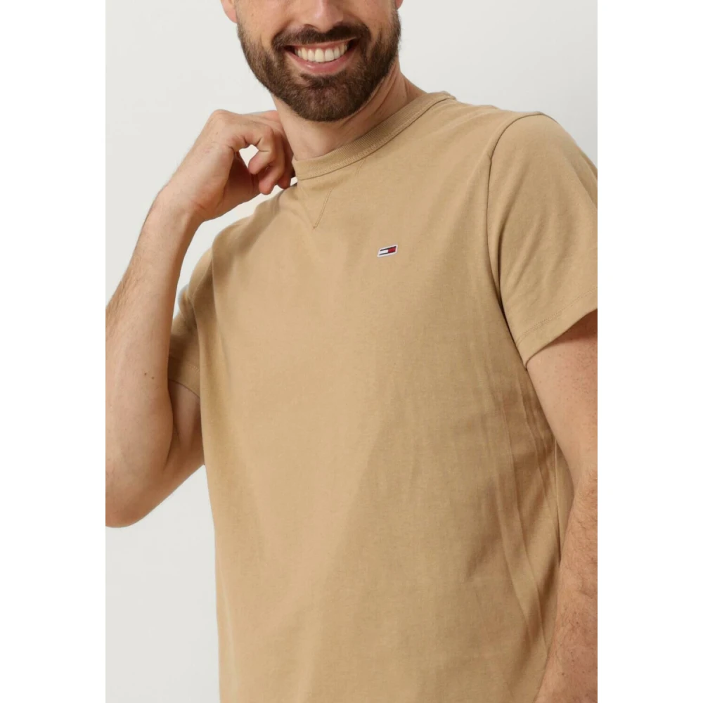 Tommy Jeans Heren Polo & T-shirts Slim Rib Detail Tee Beige Heren
