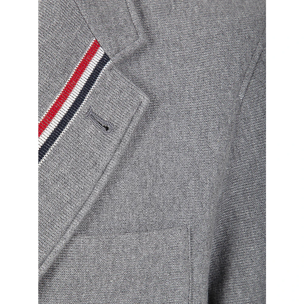 Thom Browne Dubbelzijdige Gebreide Jas Rood Wit Blauw Streep Gray Heren