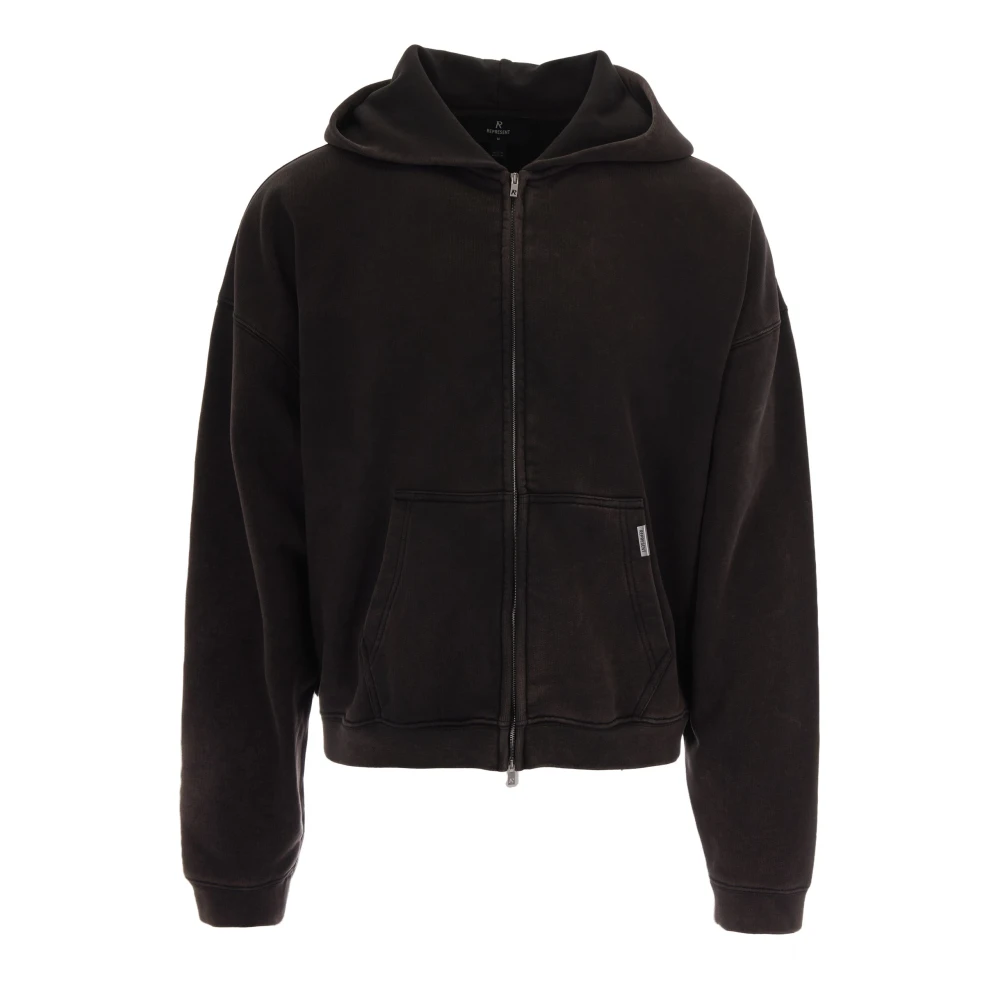 Represent Men's Black Zip-Throughs, L, Felpa Initial Boxy Zip