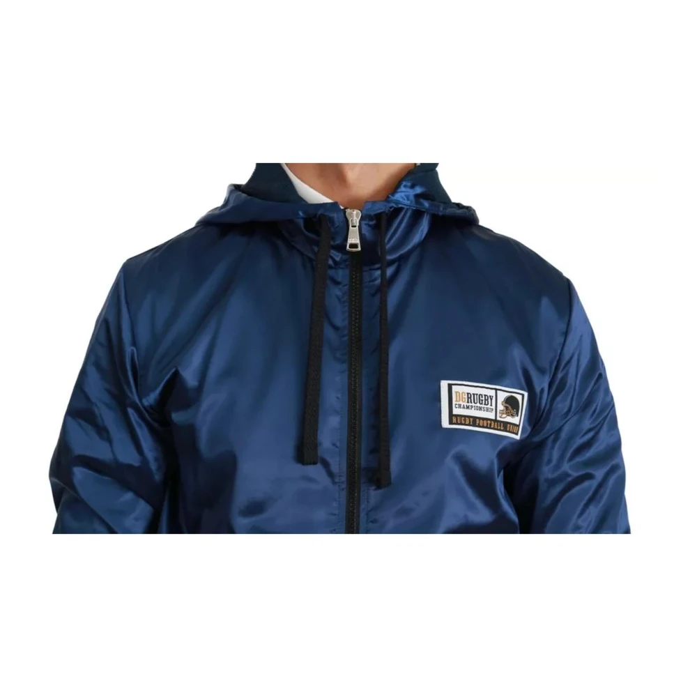 Dolce & Gabbana Blauwe Hoodie met Rits en Mesh Blue Heren