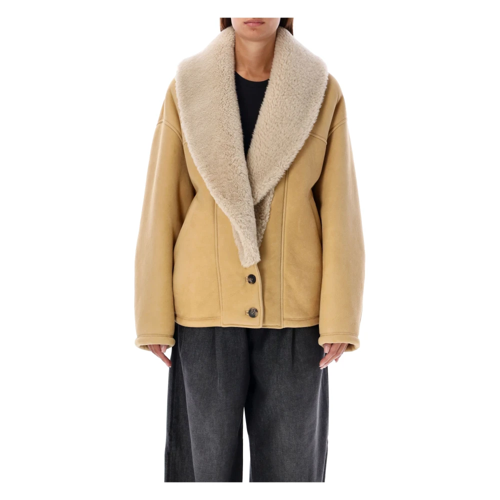 Golden Goose Shearling Jacka Beige Aw24 Beige, Dam