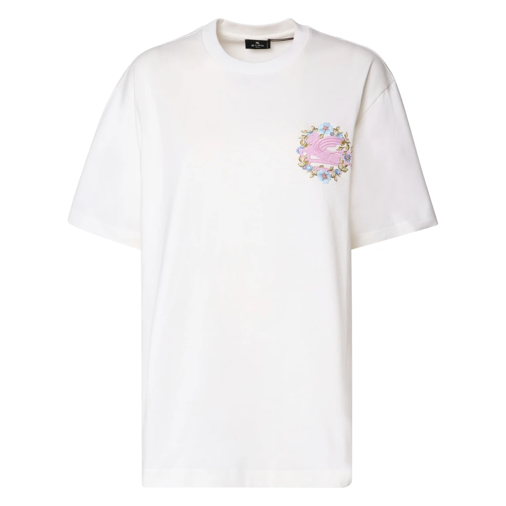 ETRO Witte Katoenen T-shirt met Logo White Dames
