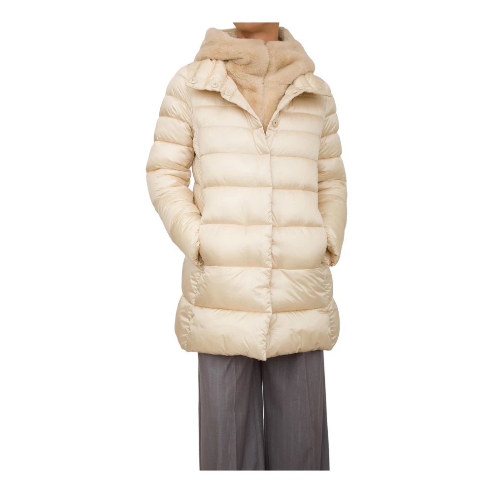 Marella Korte Gewatteerde Beige Jas Beige Dames